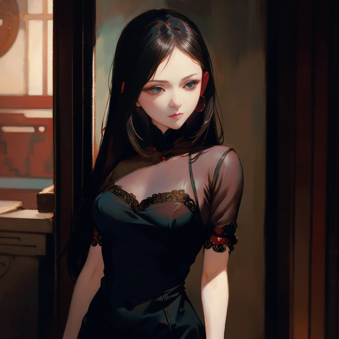 There is a woman&#39;is back in China, Behind her head，my own，Bare back tattoo，gorgeous eyes，face detailed，gorgeous clothing，like a dream, red and teal flowers, floating world, Gurwitz style art, Guvitz, Alphonse Mucha e Ross Drews, A beautiful artistic illustration, author：Li&#39;s Song, author：Hero, author：Zou Zhe, por Zeng Jing, por Ye Xin, author：Shitao, author：Zhou Fang, korean art nouveau anime