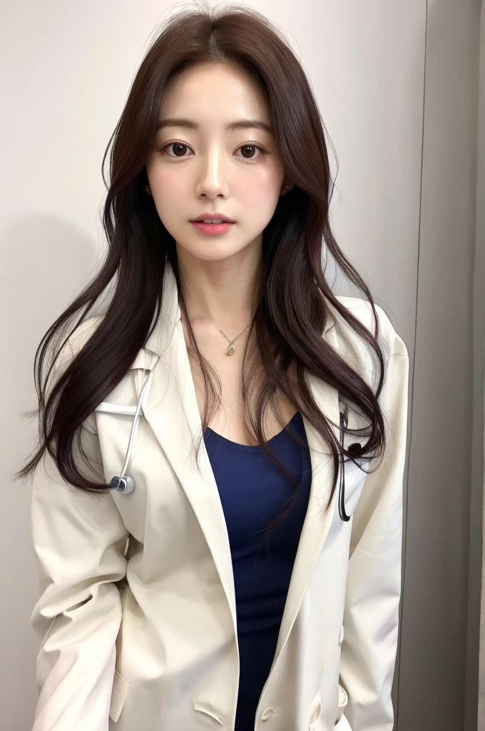 female doctor、white coat、a close up of a woman、japanese portrait model、Young and sensuous idol、young and cute idol、현실적인 young idol、Idol with a sense of reality、young idol、stylish idol、nara michi、young and skinny idol、Beautiful Asian Girl Ever、brother