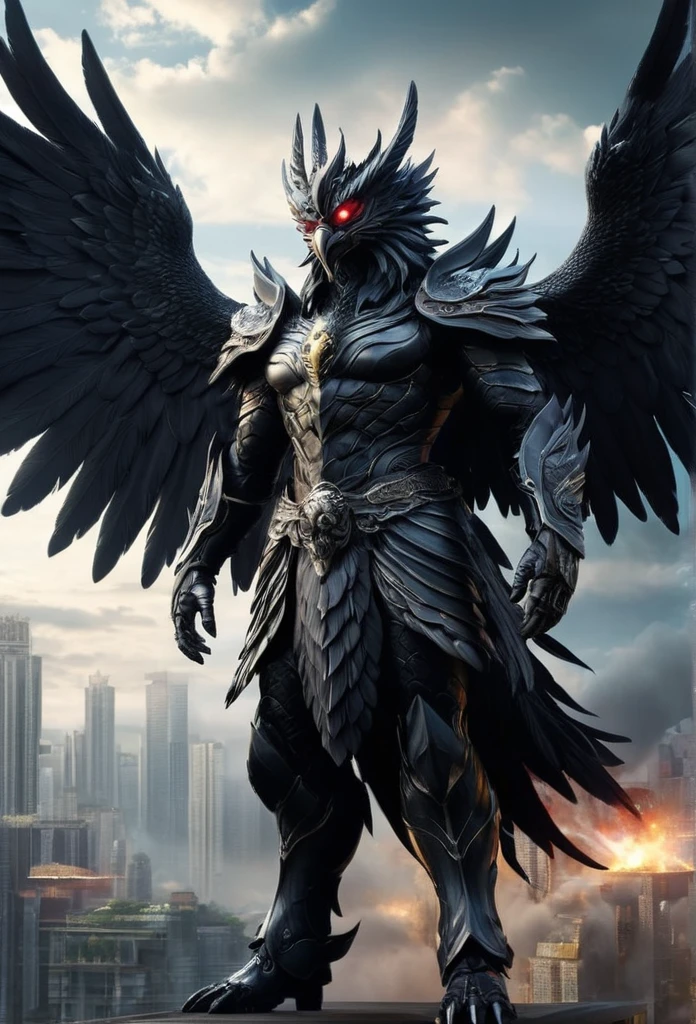 Masterpiece,Highly detailed(metallic black,reflect,:1.3)Phraya Garuda Garuda{best quality},, The biggest Garuda, very detailed, city,tower,building,highway, clouds and fog,
(Extremely detailed CG unity 8k wallpaper.:1.1)(Masterpiece),(best quality:1.1),realistic,Anime Master Style,perfect view,complicated details