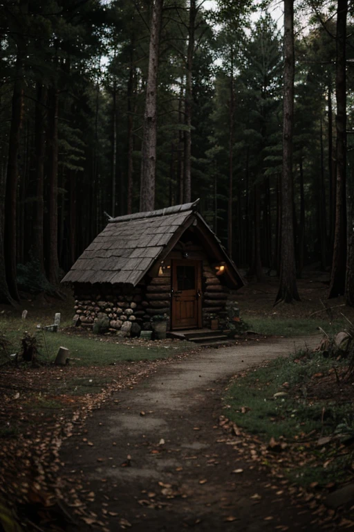 dark witch hut in the forest