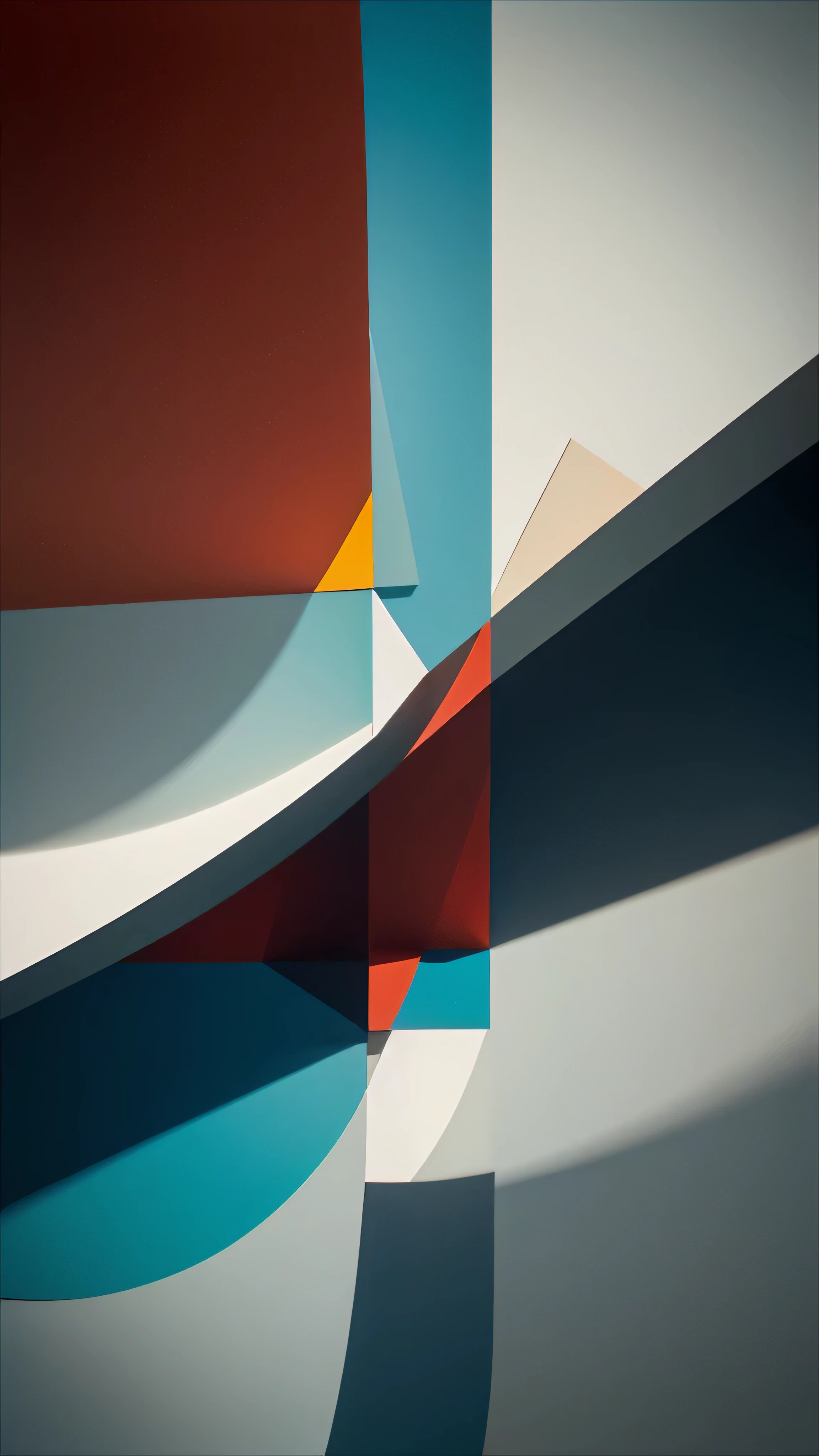 an abstract composition of shapes and colors that suggests something familiar, but at the same time enigmatic