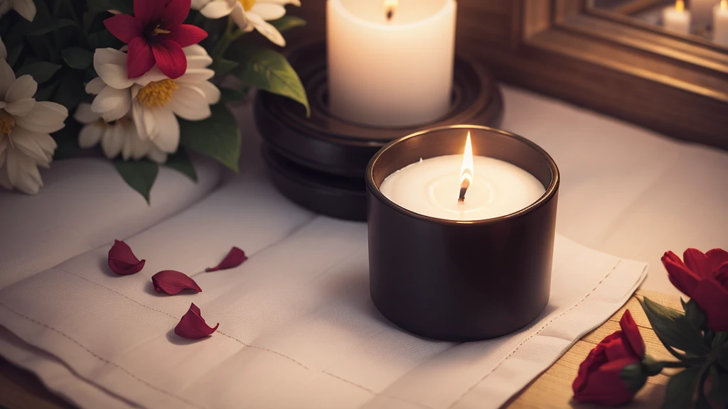 candle, flowers