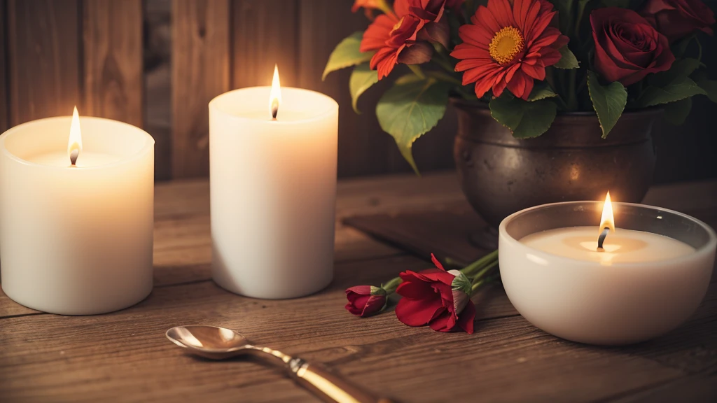 candle, flowers
