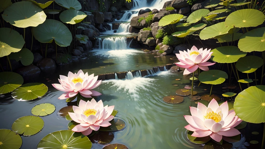 water flow, lotus