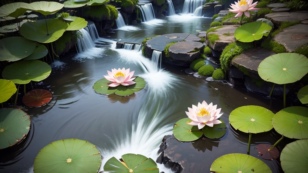 water flow, lotus