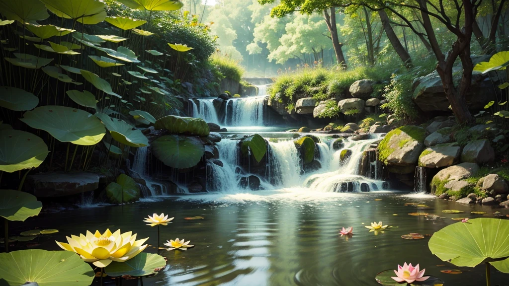 water flow, lotus