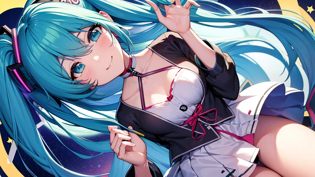 Hatsune Miku、Anime characters、smile、Surrounded by joker cards