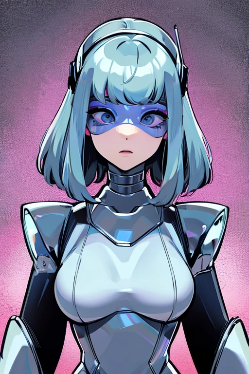 empty eyes,robotized woman ,big bust,Robot Joint ,Metal skin,dress,android,Robot Suit