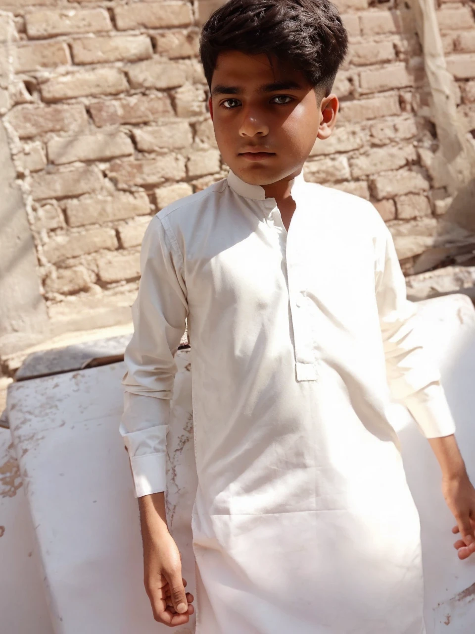 The Boy Name furqan and Table in a floor table upper portion eat pizza and burger