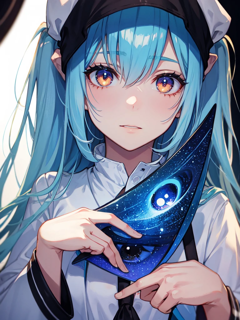 Watercolor, (Lightless, Eyes without highlights, Evil Eye, A bad looking person with white eyes, It's a red eyeliner),Full body painting, Wearing a maid outfit and (Mature face,tall, Wearing black tights,Green Eyes, The skin is hidden and maid,