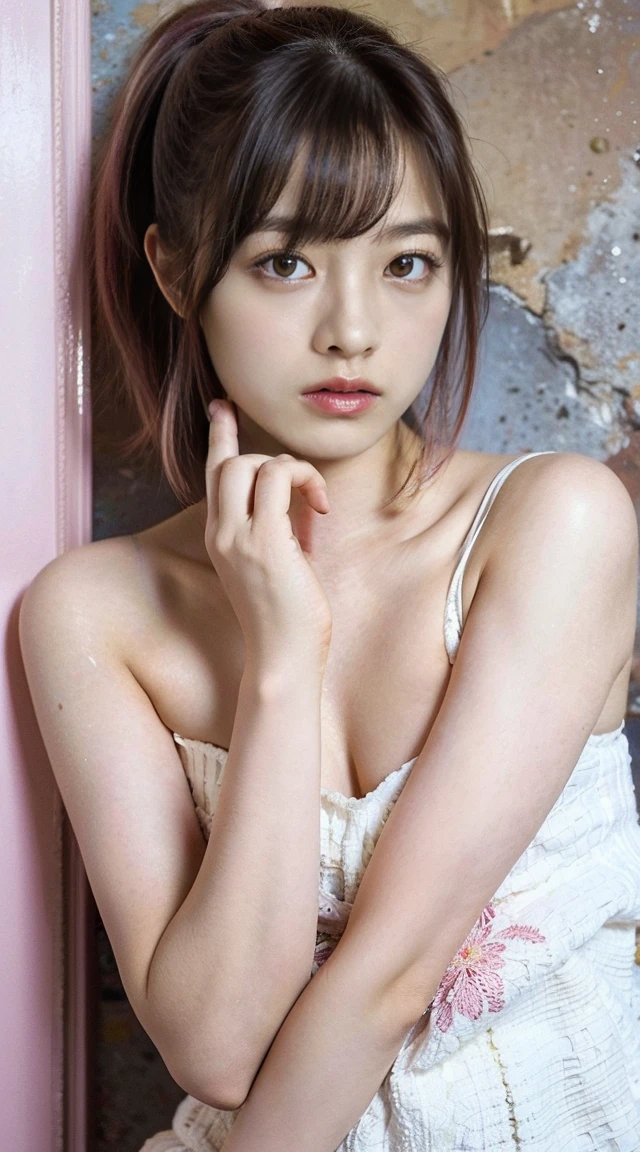 cut
(Small Tits), (18-year-old), (very small head), dawn, sunlight, (Perfect body:1.1), (short hair, Wavy Hair, Pink Hair), (8K), (Very delicate and beautiful), (Highest quality:1.0), (Realistic), Realistic Shadows, (High resolution:1.0), Detailed skin, Very detailed, the body is slim, (Beautiful Hair, Real Hair, Thin Hair), blush, Realistic, Realistic Face, Realistic eyes, Small eyes, smile, (((colorful))), (eyeliner), (mascara), (eye shadow), whole body、Open leg pose、Nipples、naked、Thick pubic hair、ponytail