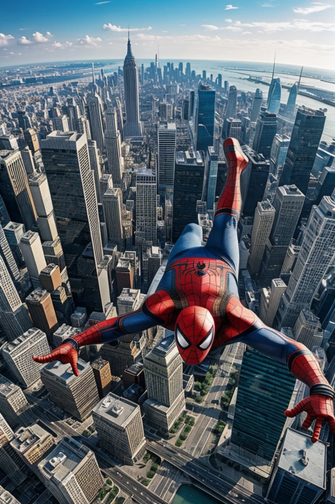Spiderman flies, Background city