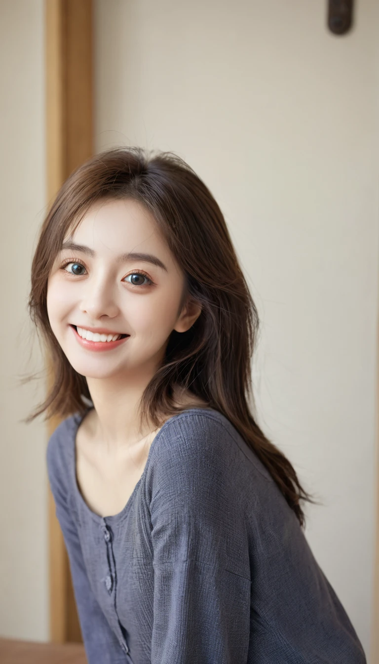 1 Girl, Solitary, big eyes, Smile,