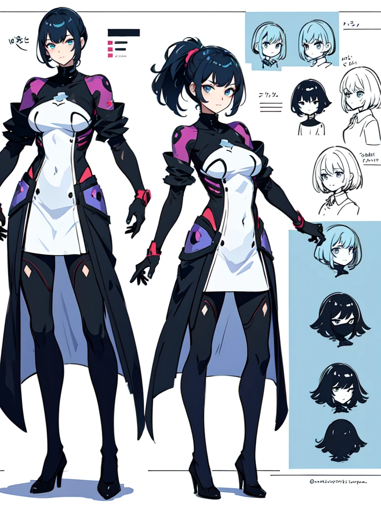 sketch (Character design sheet, same characters, whole body, Three-View, front, ~ ~ ~ ~ side, return),(Very bright:1.1), White Background, [1 Girl:7], (Tilt your head:1.2), ([sketch|watercolor \(Moderate\)]:1.15),Chaotic Abstract Background, Vector Trace, Gradient Blending, Bright colors, that&#39;wonderful, Very detailed, Complex, (Very low contrast:1.4）,whole body, Artistic elements add depth to the work. The overall atmosphere is creepy and nightmarish...., With a unique artistic touch. This movie is、The dark and crazy world of horror movies depicted in HD., Evoke visual stimuli and aesthetic sense, that will terrify and excite the audience....,watercolor画, （Lightless, Eyes without highlights, evil eye, An ugly person with white eyes, that&#39;Red eyeliner）,whole body絵, Wearing a maid outfit, Full bangs,(Full bangs, Straight bangs, The bangs are aligned diagonally), （Gradient braided hair, (Light purple hair), (Ink blotches:1.1), (pale:1.2),(Light purple:1.2),(Light green:1.2)）　and full body and watercolor画, （Lightless, Eyes without highlights, Evil Eye, A bad looking person with white eyes, It&#39;s a red eyeliner）,whole body絵, Wearing a maid outfitいる and （Mature face,tall, Wearing black tights,Green Eyes, The skin is hidden　and maid, Add a logo『AIUEO』