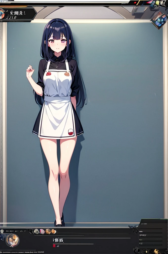 Anime characters (big) White apron and black hair, Azure Line Style, Fleet Series Style, Pixiv 3DCG, Ahegao, Kshat Garland, Anime Moe Art Style, From the Azure Root video game, Biomechanics , Highest ranking on Pixiv, Highest quality, 8k hd, Thigh Gap,