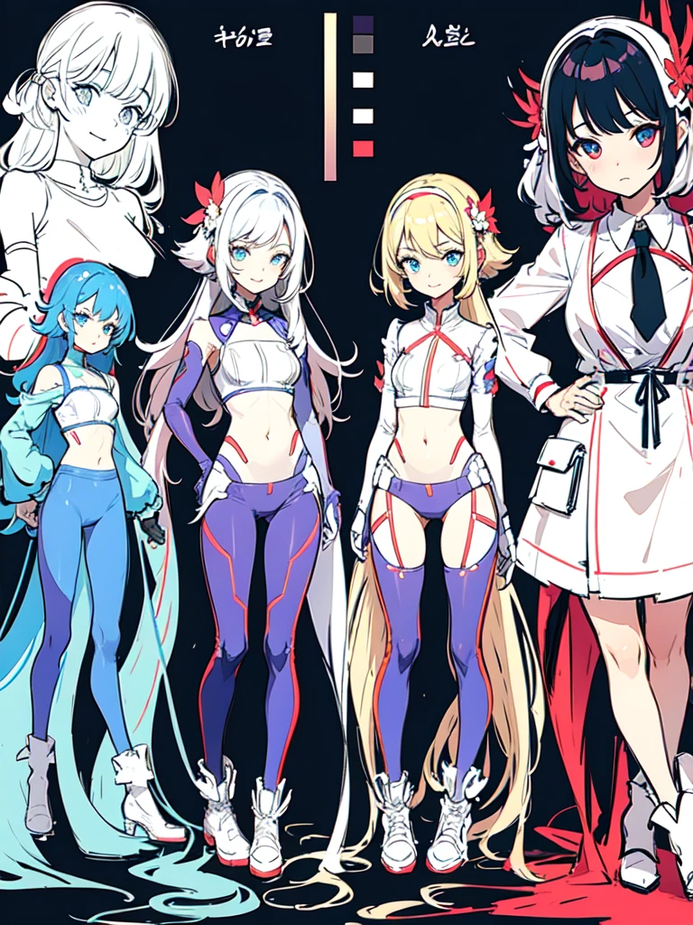 sketch (Character design sheet, same characters, whole body, Three-View, front, ~ ~ ~ ~ side, return),(Very bright:1.1), White Background, [1 Girl:7], (Tilt your head:1.2), ([sketch|watercolor \(Moderate\)]:1.15),Chaotic Abstract Background, Vector Trace, Gradient Blending, Bright colors, that&#39;wonderful, Very detailed, Complex, (Very low contrast:1.4）,whole body, Artistic elements add depth to the work. The overall atmosphere is creepy and nightmarish...., With a unique artistic touch. This movie is、The dark and crazy world of horror movies depicted in HD., Evoke visual stimuli and aesthetic sense, that will terrify and excite the audience....,watercolor画, （Lightless, Eyes without highlights, evil eye, An ugly person with white eyes, that&#39;Red eyeliner）,whole body絵, Wearing a maid outfit, Full bangs,(Full bangs, Straight bangs, The bangs are aligned diagonally), （Gradient braided hair, (Light purple hair), (Ink blotches:1.1), (pale:1.2),(Light purple:1.2),(Light green:1.2)）　and full body and watercolor画, （Lightless, Eyes without highlights, Evil Eye, A bad looking person with white eyes, It&#39;s a red eyeliner）,whole body絵, Wearing a maid outfitいる and （Mature face,tall, Wearing black tights,Green Eyes, The skin is hidden　and maid, (Add a logo"Komachi”