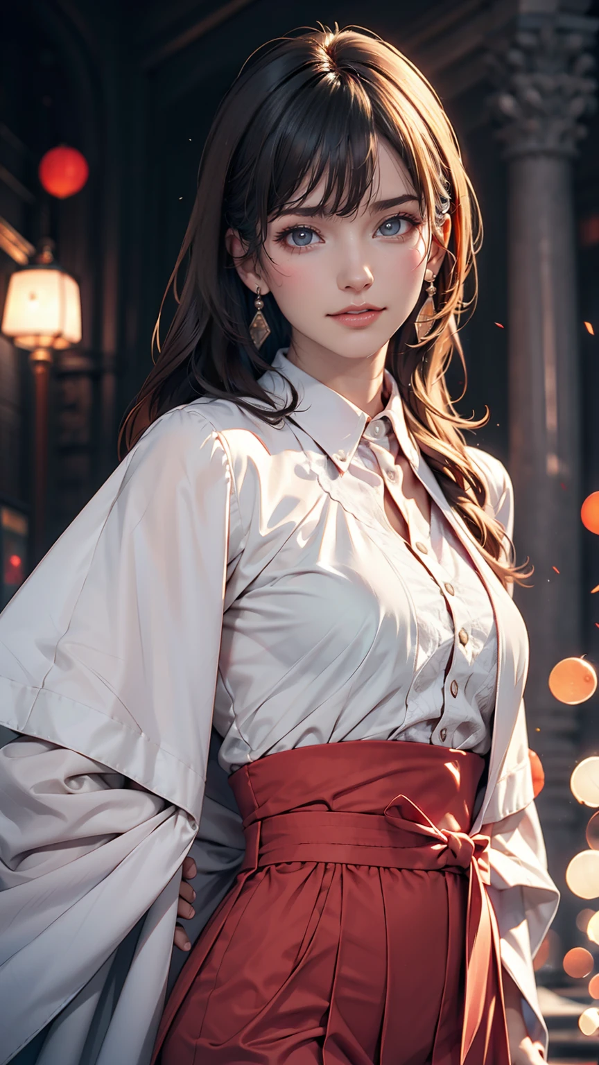 Highest quality, masterpiece, Ultra-high resolution, (Realistic: 1.4), (see off: 1.4), (see off: 1.4), Don&#39;t look at the camera, RAW Photos, One Girl, Black Hair, (Straight Bob: 1.4), (Patsun: 1.4), bangs, smile, Shiny skin, Dramatic lighting, Neat, T-Shirts, Whitesummer sweater, (big: 0.9), garden