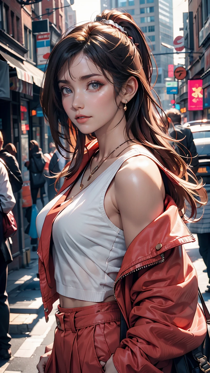 Highest quality, masterpiece, Ultra-high resolution, (Realistic: 1.4), (see off: 1.4), (see off: 1.4), Don't look at the camera, RAW Photos, One Girl, Black Hair, (Straight Bob: 1.4), (Patsun: 1.4), bangs, smile, Shiny skin, Dramatic lighting, Neat, T-Shirts, Whitesummer sweater, (big: 0.9), garden