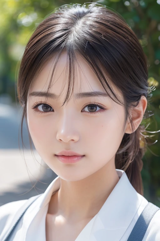  Ultra-realistic capture, Highly detailed, High resolution. 1 japanese girl, front face,white background, Skin texture must be natural, With such detail that pores can be finely identified. Skin should look healthy, In a uniform tone. Use natural light and color