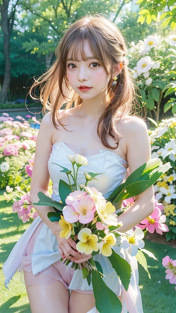 1girl,flower, Lisianthus ,in the style of light pink and light azure, dreamy and romantic compositions, pale pink, ethereal foliage, playful arrangements,fantasy, high contrast, ink strokes, explosions, over exposure, Green and yellow tone impression , abstract, ((watercolor painting by John Berkey and Jeremy Mann )) brush strokes, negative space,