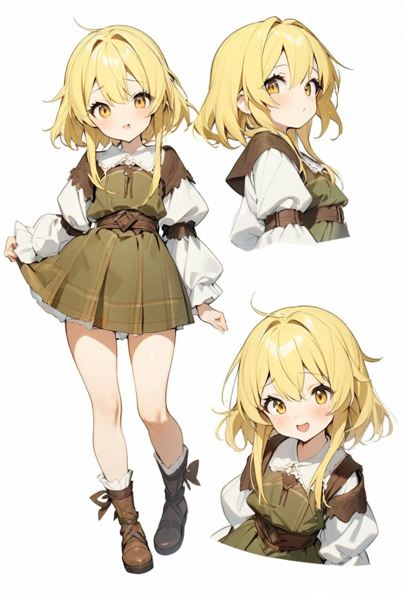 ({masterpiece}},{best quality,}，white background,full body,Middle Ages,1 Girl，（ars old1,younger sister，Yellow hair，Lively。cute,sexy，({masterpiece}},{best quality}