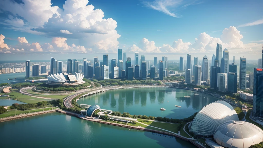 Beautiful scenery of Singapore&#39;s ancient village. Aerial view, Photorealistic photos, High definition.