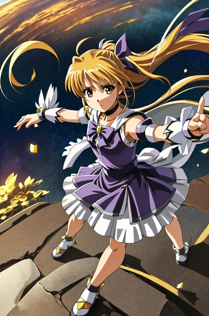 Highest quality,High resolution,((Nanoha)) ,One person,(bow),(Magical girl),woman,One personで,Young Girl,リリカルNanoha,strongest,Anime Style,(Limbs),(Full Finger),(Accurate fingertips), (The finer details), (Super detailed),4K,(high resolution),whole body, (Front angle), Looking at the camera,masterpiece,(Subtle details),(Intricate details),Octane Rendering,(Hyper Detail),