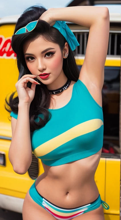 Vibrant Retro Pin-Up Girl