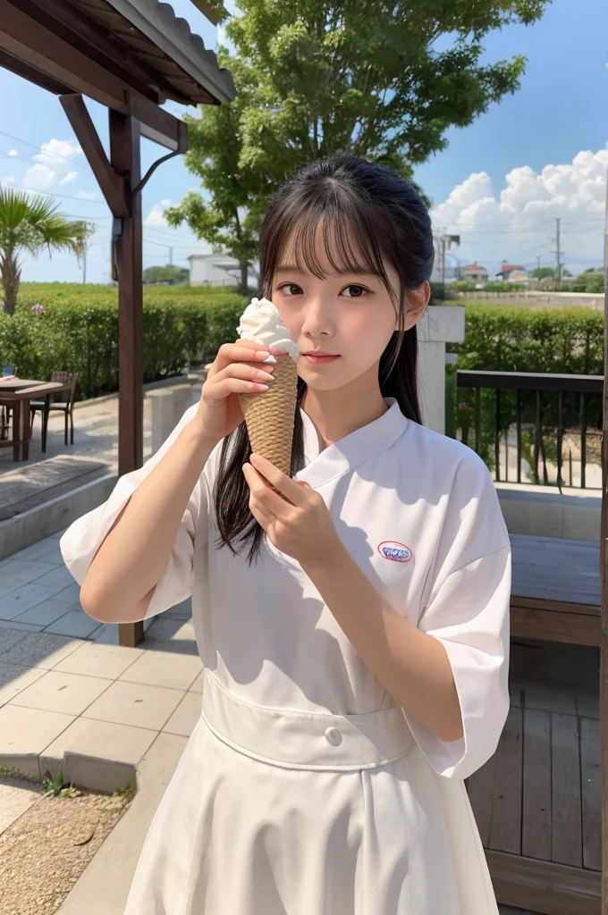 Please make the rice into the shape of a soft serve ice cream cone.。