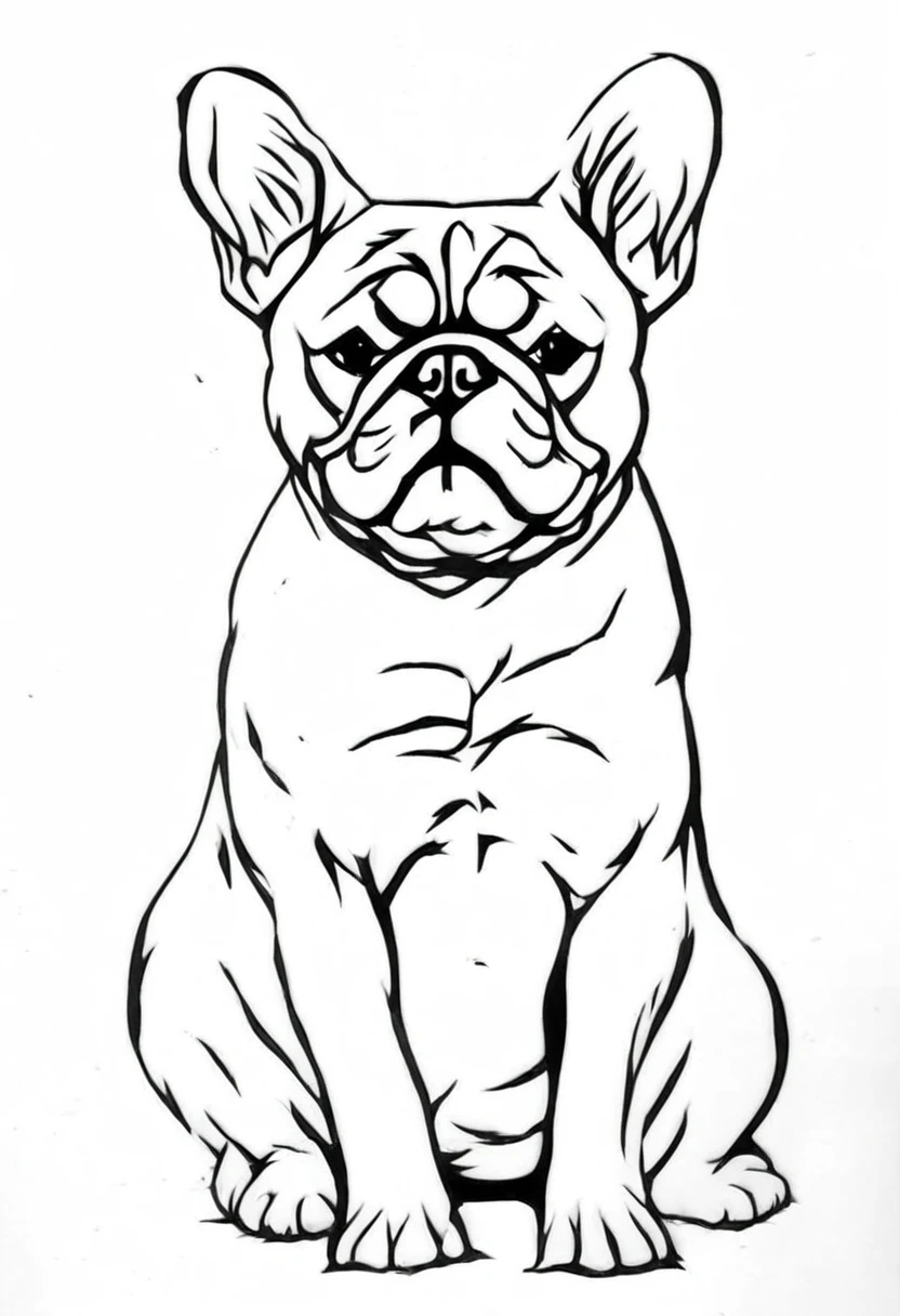 low quality, ((one bulldog)), upper body, center, front, arms crossed, Smash through walls, background white, monotone,