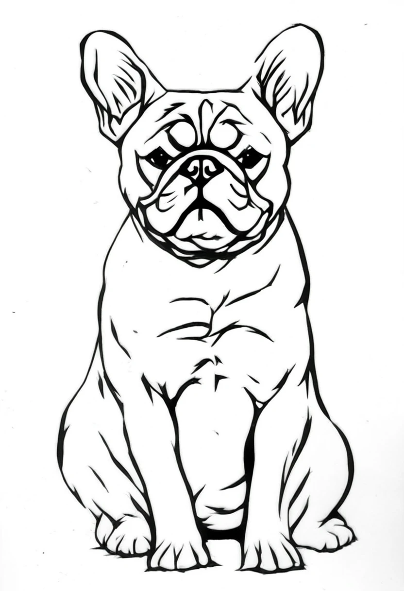low quality, ((one bulldog)), upper body, center, front, arms crossed, Smash through walls, background white, monotone,