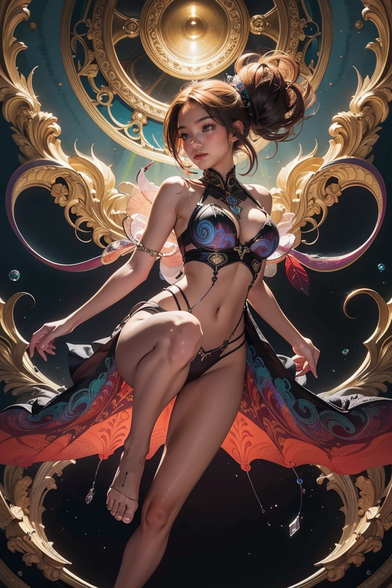 an extremely psychedelic portrait of a healer, surreal, LSD, face, detailed, intricate, elegant, agile, highly detailed, digital painting, art station, concept art, smooth, sharp focus, illustration, 1girl, full body