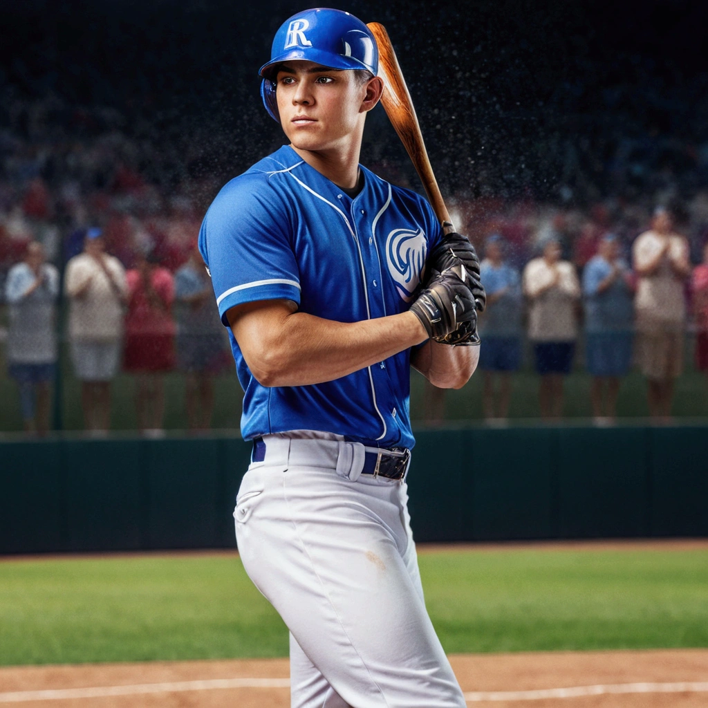 a baseball player, detailed portrait, sports uniform, diamond field background, dynamic motion, realistic 3D render, cinematic lighting, highly detailed, photorealistic, hyper detailed, award-winning photography, masterpiece, 8K