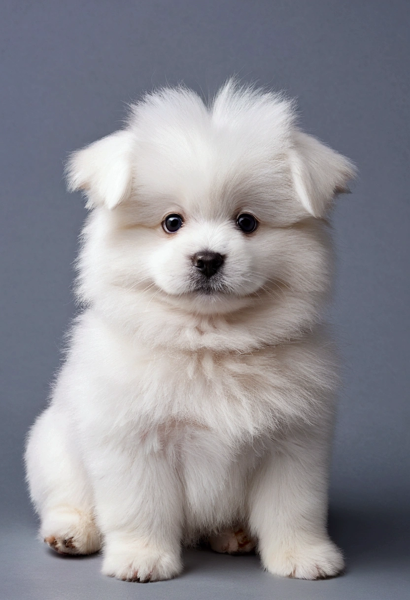 Fluffy dog， Dog、Extremely cute，blanche，Mofumofu、Mofumofu、Ultimate HD image quality、The ultra -The high-definition、high detailing、Best Quality、clean background