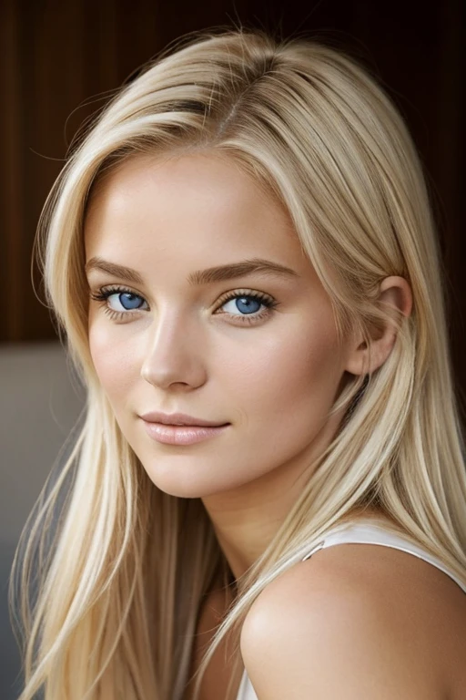 photo réaliste, Une jeune femme blonde, 25 ans, peau blanche, longs cheveux blonds, visage angélique, femme adorable. La jeune femme doit faire environ 1m75 pour 58 kg. Elle est vêtue d'un t-shirt blanc et d'une jupe légère.. 4 photos, 1 photo en portrait, 1 photo assis à la terrasse d'un café parisien en train de boire un café par une journée ensoleillée, 1 photo dans les rues de Paris avec la tour Eiffel en fond le matin avec un levé de soleil, 1 photo dans un parc en milieu d'après-midi un jour d'été. Les phots doivent être réaliste en définition ultra HD avec des détails d'un photographe professionnel.