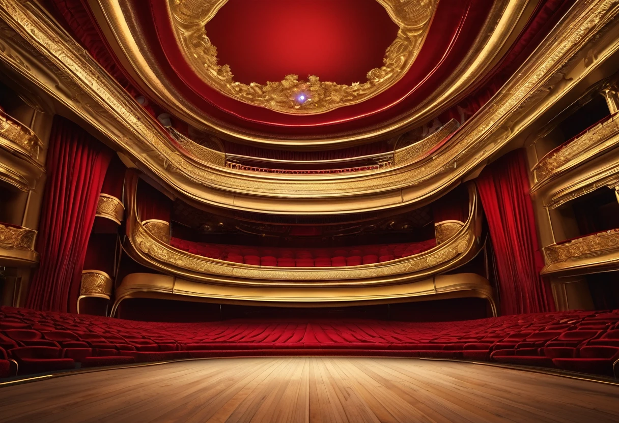 gold opera house, red curtain, crowd, luxury, (Ultra High Resolution: 1.2), (Raw photo: 1.2), (Sharp Focus: 1.3), (Ultra detailed CG unified 8k wallpaper: 1.2), (Realistic, Photorealistic: 1.37)