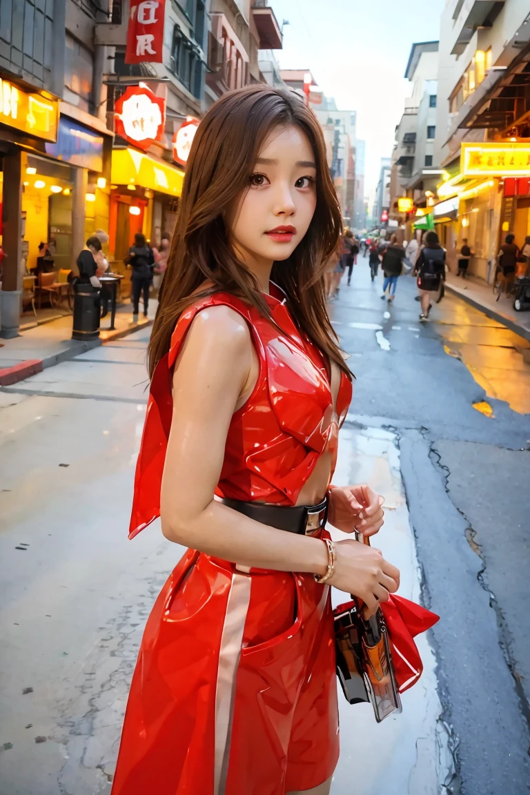 (Best quality, 8K, Masterpiece: 1.3), Clear focus: 1.2, Beauty: 1.4, Abs: 1.1, Brown hair, Aqua dress: 1.4, Night outdoors: 1.1, City streets, fine face and eyes, double eyelids. Realistic lighting added, pay attention to adjust the proportions.