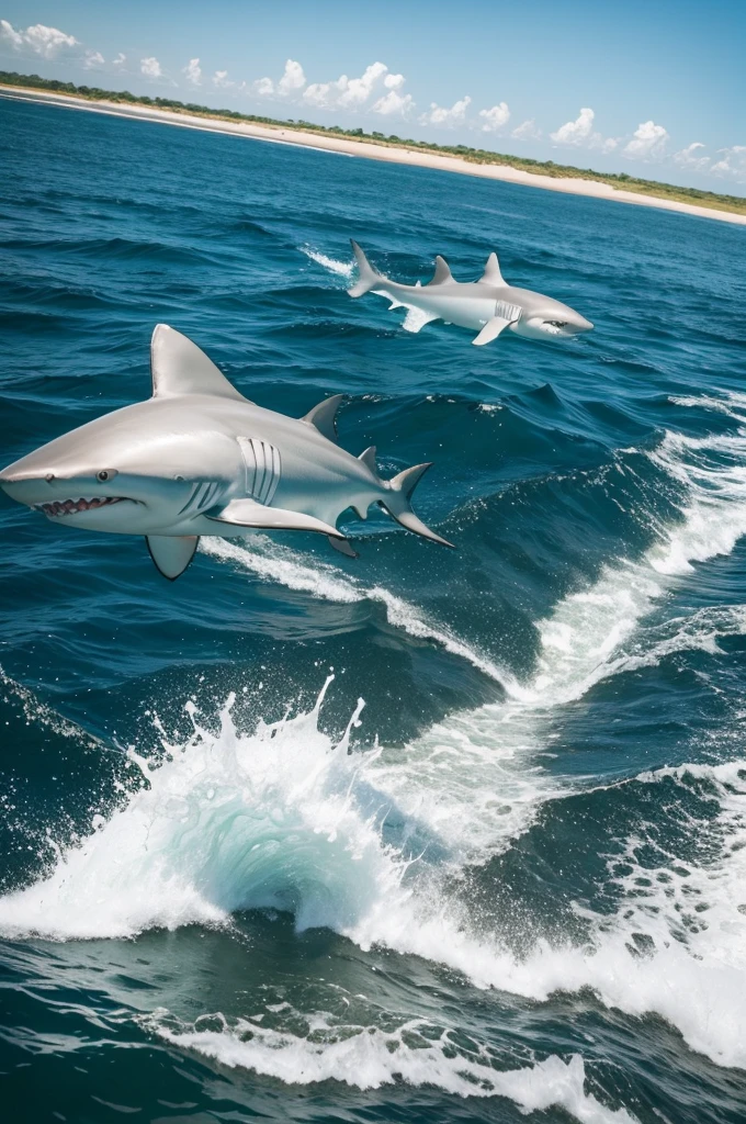Shark swimming in the Buranhém river in Porto Seguro