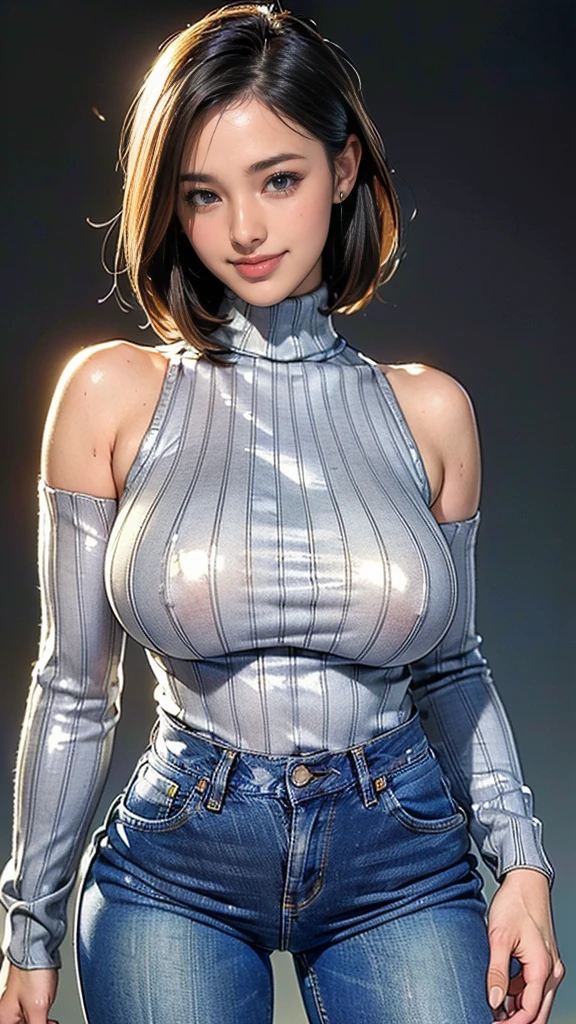 (1 girl:1.5),(50 years old:1.5),(Detailed body:1.4),(Beautiful Skin:1.4),(Japanese:1.5),((Turtleneck sweater that fits the body:1.5)),(Nipple protrusion:1.3),((Wearing jeans:1.5)),(front:1.5),BREAK(Looking at me:1.5),((Fine skin:1.4)),(Shiny skin:1.5),(Beautiful Face:1.5),(Detailed hand drawing:1.3),(Beautiful female hands:1.3),(smile:1.5),(short hair),BREAK(Big Breasts:1.5),(Blurred Background:1.5),(Very sensual:1.5),(sexy:1.5),((Thick thighs:1.5)),(Beautiful body:1.5),((Very sensual:1.5)),BREAK(((masterpiece:1.5),(highest quality:1.5),(Very detailed:1.5),(High resolution:1.5),(Realistic:1.5),(Realistic:1.5),(Delicate depiction),(Careful depiction))),8k,wallpaper
Smaller breasts and longer hair