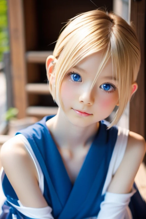 White and beautiful skin、Hairless labia、Big Breasts、Small nipples、blue eyes、Blonde short cut、Japanese、