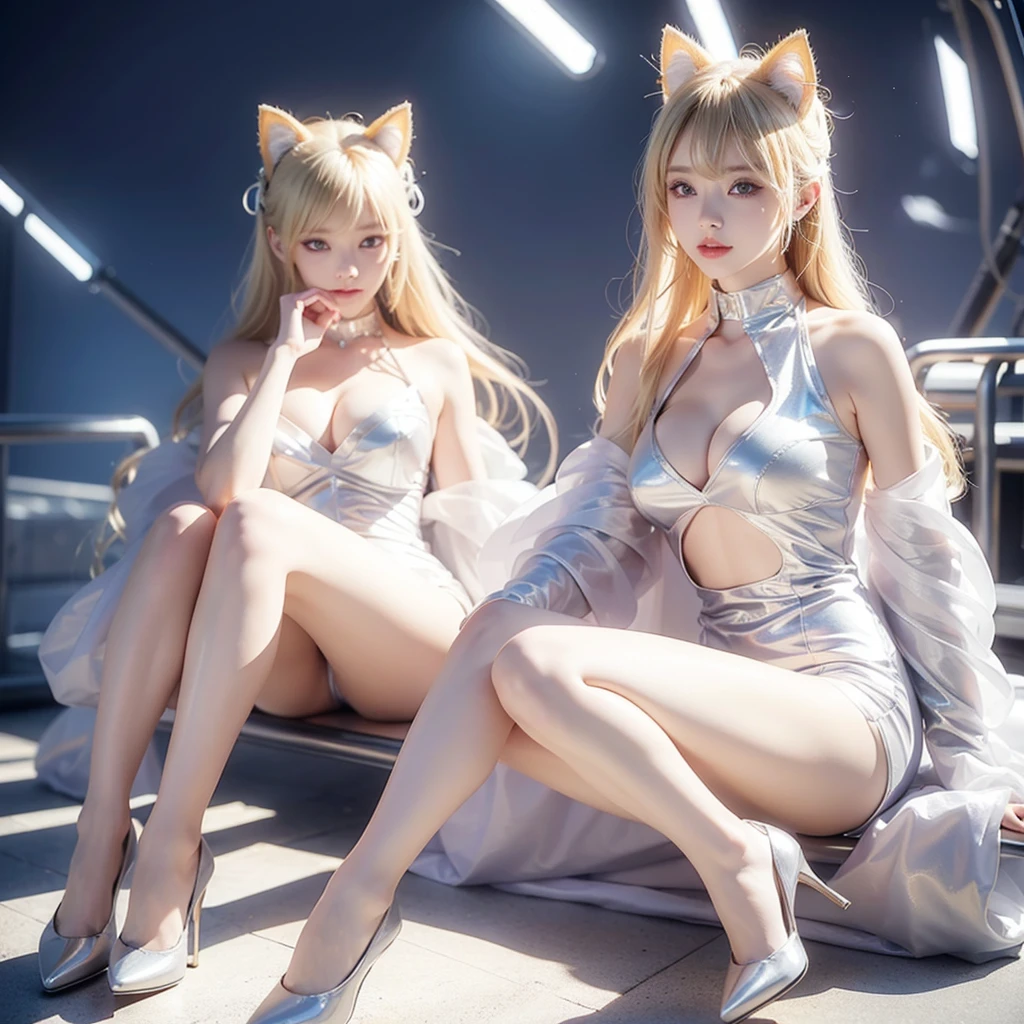 Cat ear、Blonde、Futuristic、Cyber Sense、Good Pose、Real、フォトReal、High resolution