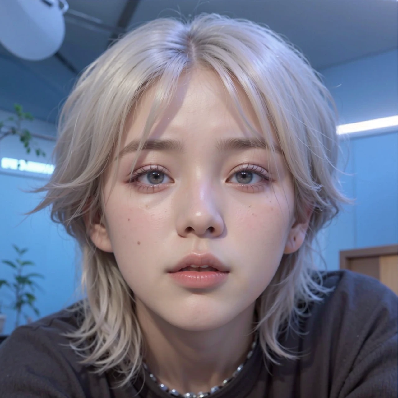 Arafa woman with dyed hair sitting at a table, Jung Jaehyun, Adorable pale korean face., Smart Ulzzang, kim doyoung, with short hair, Jossi Hacer Blackpink, Hong Jun Hyung, Tae June Kim, ulzzang, the hime cut, jaeyeon nam, xqc, jimin park, platinum short hair