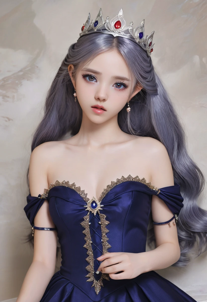 (filigree,Sharp images,Hyper-Resolution,Extremely amazing detail,awe-inspiring detail),sub surface scattering,tmasterpiece,best quality,high qulity,(1girll:1.2),独奏,apathy, close up to upperbody, focus breast, long silver hair