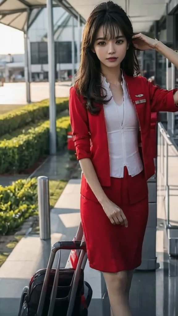 air asia uniform、Red jacket、red fabric、