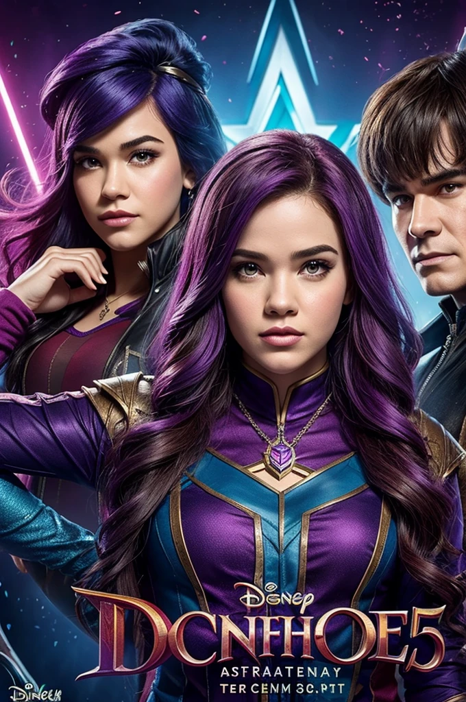 Create a movie poster,descendants 5,com a logo  da Disney 