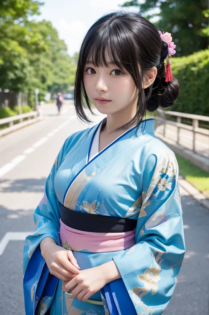 (kimono)、、(Highest quality,masterpiece:1.3,Ultra-high resolution,),(Ultra-detailed,Caustics),(Photorealistic:1.4,RAW shooting,)Ultra-Realistic Capture,Very detailed,High resolution 16K for human skin、 The skin texture is natural、、The skin looks healthy、The color is also uniform.、 Use natural light and colour,One Woman,Japanese,,cute,Black-haired,Mid-length hair,(Depth of written boundary、chromatic aberration、、Wide range of lighting、Natural Shading、)、、(it's snowing:1.2)、(Hair swaying in the wind:1.2)、(Snow reflects light:1.2)、(Backlight:1)