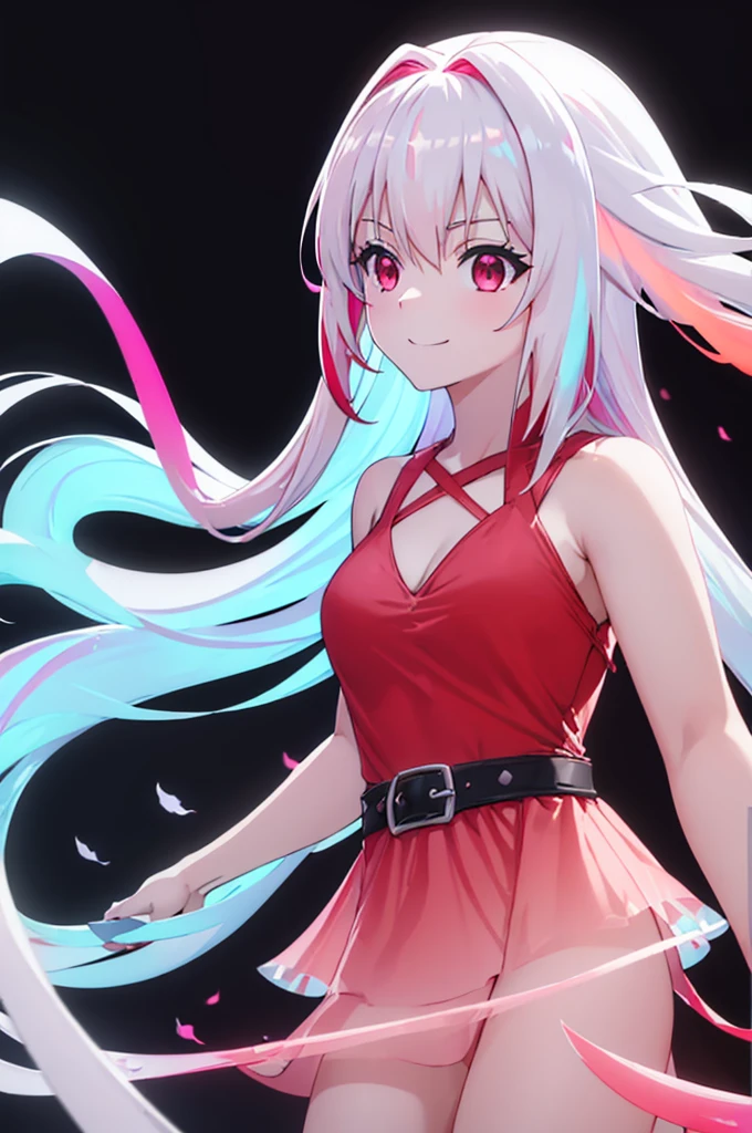 (masterpiece:1.3), (best quality:1.1), (8k, ultra detailed, ultra high res:1.2), ((anime style)), perfect 5 fingers, perfect anatomy,
1girl,
BREAK long hair, (whiet hair:1.2),
red eyes,
medium breasts, (((((Opalescent dress:1.2))))),
smile,
looking up,
upper body,
standing,
(((black background))),