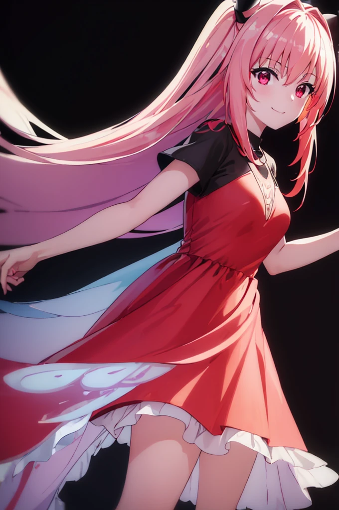 (masterpiece:1.3), (best quality:1.1), (8k, ultra detailed, ultra high res:1.2), ((anime style)), perfect 5 fingers, perfect anatomy,
1girl,
BREAK long hair, (whiet hair:1.2),
red eyes, (((((Opalescent dress:1.1))))),
smile,
looking at viewer,
upper body,
standing,
(((black background))),