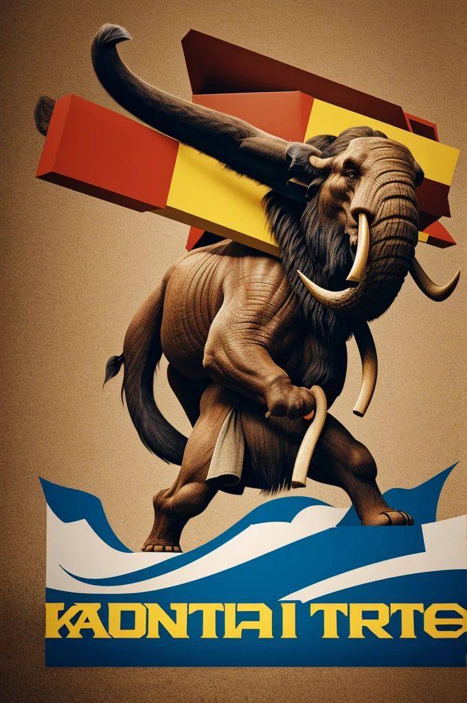Logo with a mammoth, wearing a karate suit