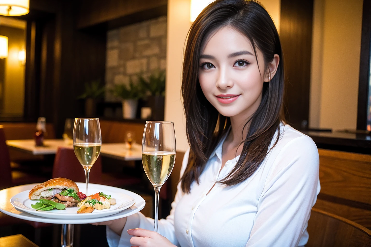((Highest quality、8K、masterpiece:1.3))、slimカップル、Pink rubber、modelカップル、(Realistic, Intricate details:1.2), full-course dinner、Wine Party、Amazing view of the sunset sky and clouds、A bright smile、The wonderfulness of smile、Bright image、The beauty of wine, Beautiful Face, blue eyes, The light shines on your face, Blushing, short hair,Bright Face、 (Age 37), 39 years old, red wine 、Appetizers、Italian food、Wine bottle、Champagne、sparkling wine、Two beauties、Brown Hair、Shortcuts、Long sleeve shirt、dress、Beautiful woman 1, (slimな顔), (The body is slim), (Brown Hair), (Shortcuts), cheeks turn a little red,Attractive beauty、restaurant, In a prominent place (From the waist up) Nova Frog Style, actress, model, Upper Body, White wine, slim, wine glass, 中央に置かれたwine glass, smile, (smile: 1.15), Beautiful fine grain, Depth f/2,saturation, High Contrast, Strong light and shadow,Moist Body:1.5、3D texture、Delicate eyes、Brown Hair、The hair is very shiny、